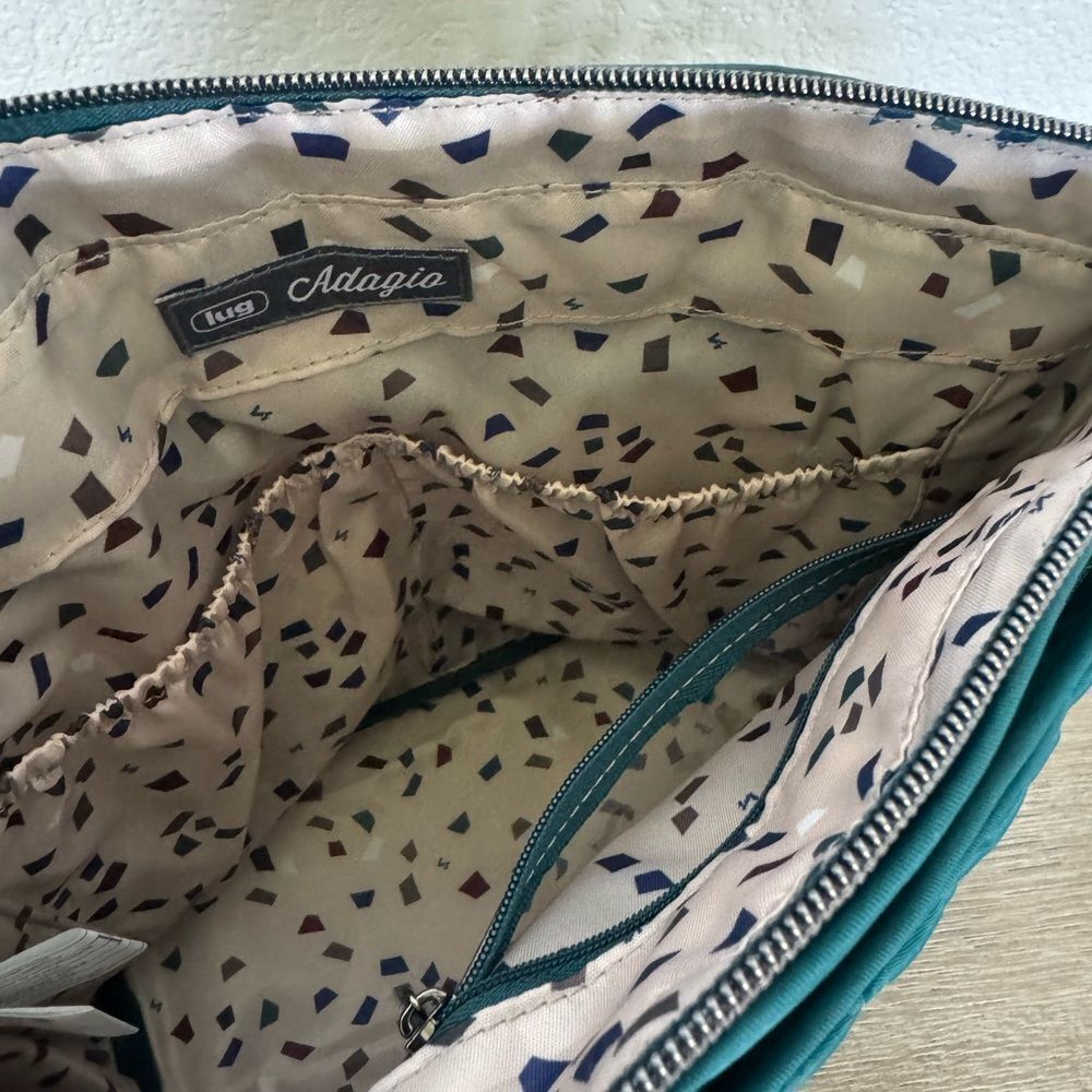 LUG Adagio Teal Green Quilted Travel Crossbody Purse - Picture 8 of 10